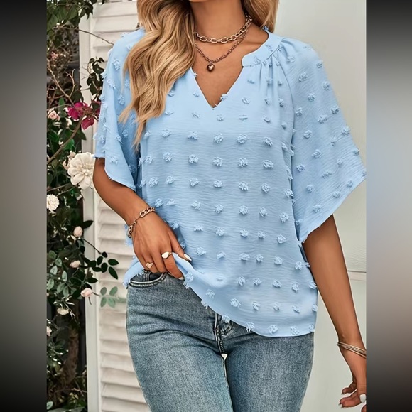 Boho V neck Swiss dot blouse - Picture 5 of 16